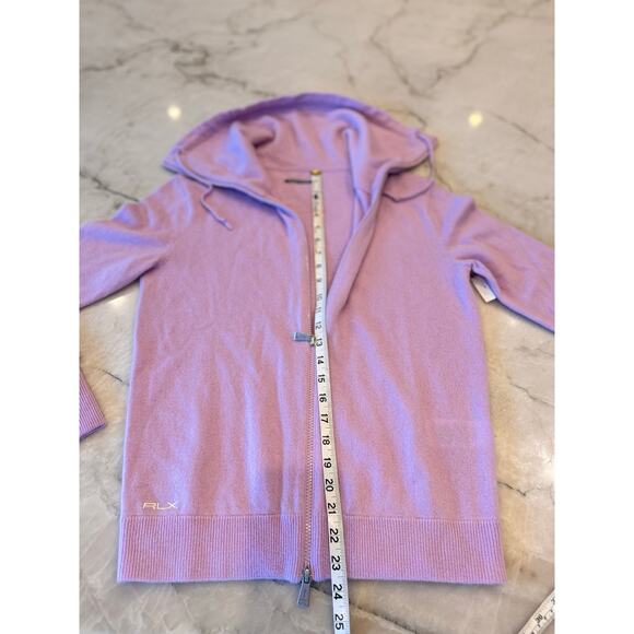 Ralph Lauren Sweater Sz M RLX Cashmere Full Zip Cozy Cardigan Gorpcore Lilac - Picture 9 of 12